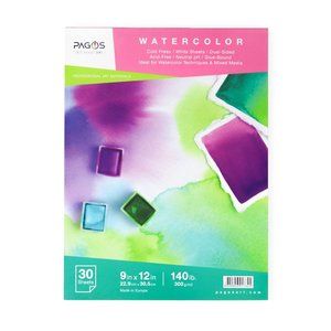 Pagos Watercolor Paper Pad 140 lb. 9x12" 60 Sheets